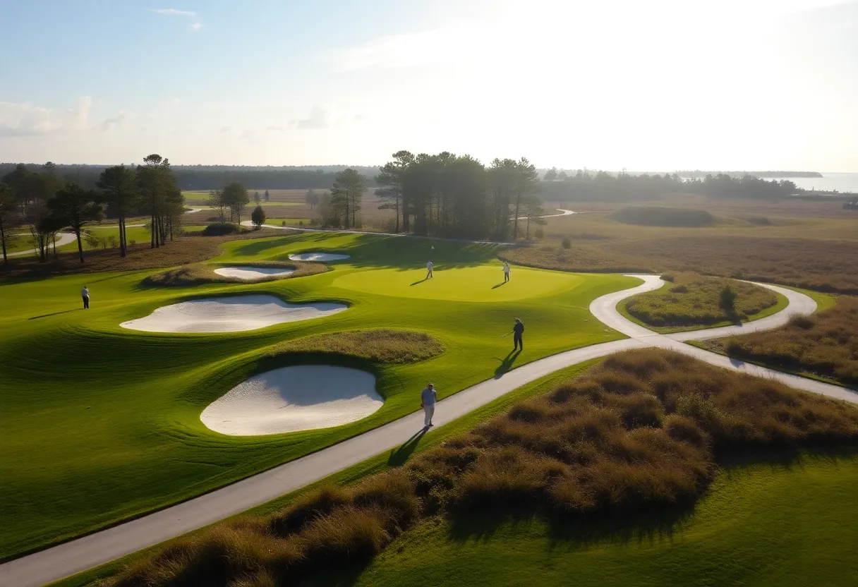 Myrtle Beach golf course showcasing newly renovated bunkers and cart paths