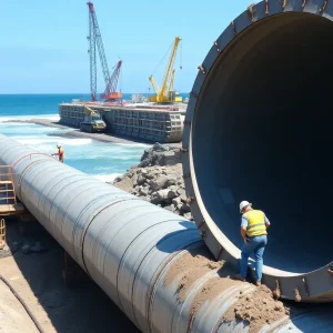 Construction of stormwater management pipeline in Myrtle Beach