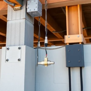 Construction workers installing post-installed connections for structural integrity.