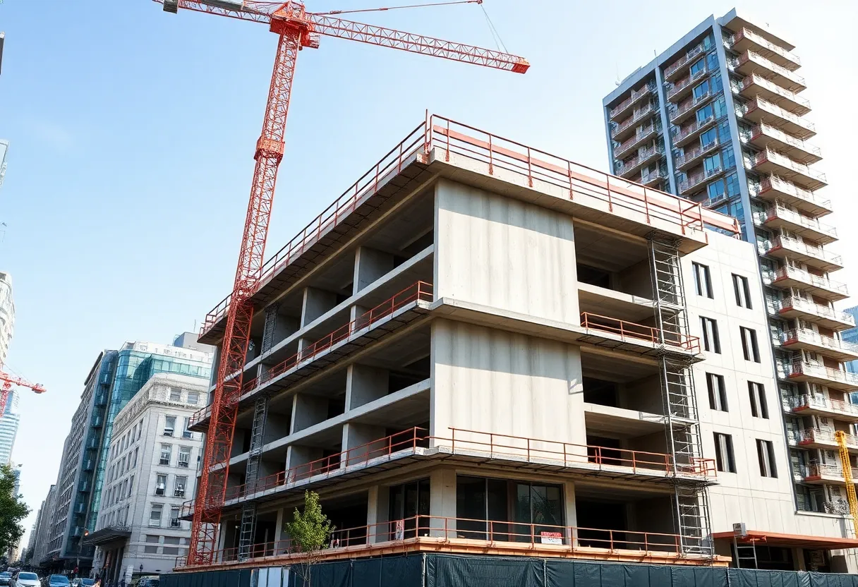 Construction of Raleigh's new City Hall with precast concrete panels