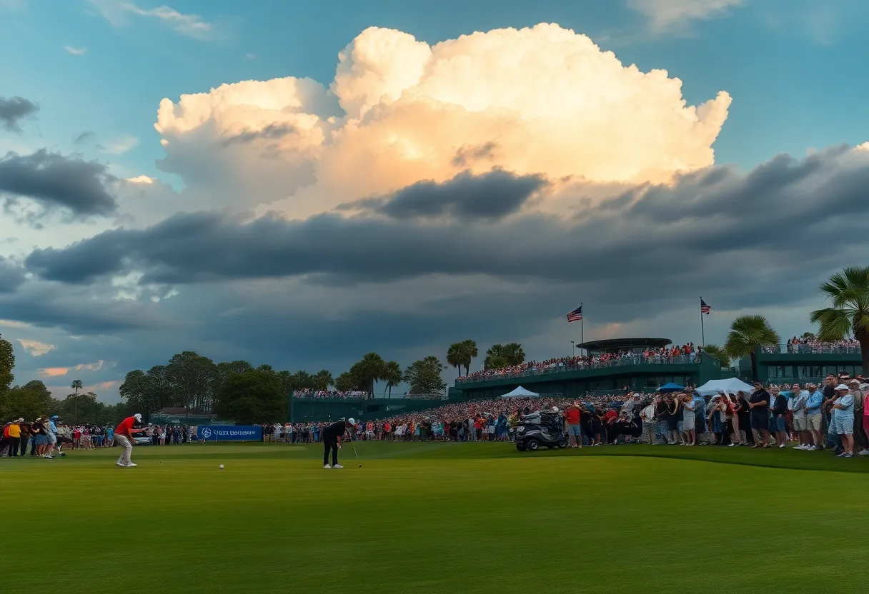 2024 golf tournament scene with players and spectators