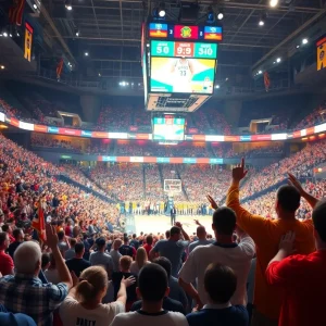 Celebration of A’ja Wilson's jersey retirement in Columbia with fans cheering.