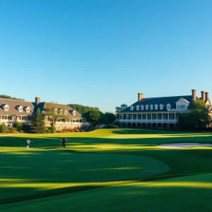 Golfers playing at Aronimink Golf Club, Newtown Square, Pennsylvania.