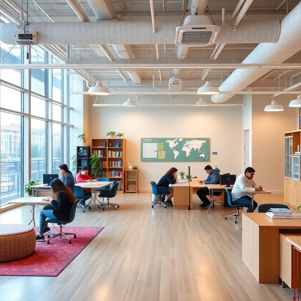 Interior view of Carolina Shores Acceleration Academy showing study areas and a welcoming learning environment.