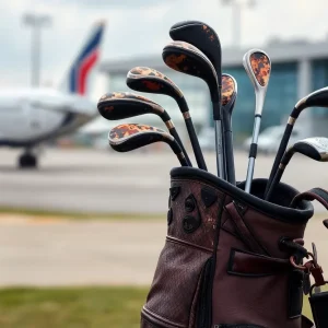 Burnt golf bag and clubs after incident with Delta Airlines