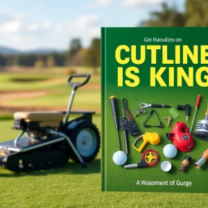 Cover of the book 'Cutline Is King' illustrating golf course equipment management.