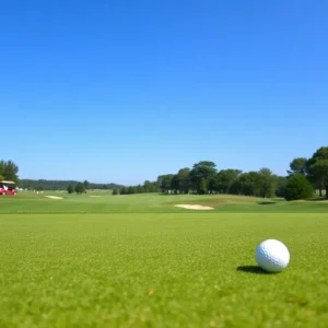 Golfers playing at the Dixie Amateur Golf Tournament