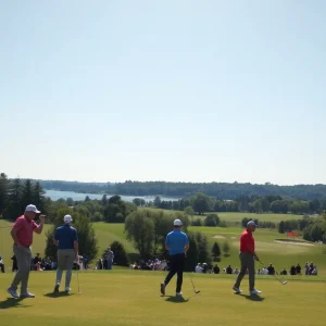 Competitors playing at the Dixie Amateur golf tournament.