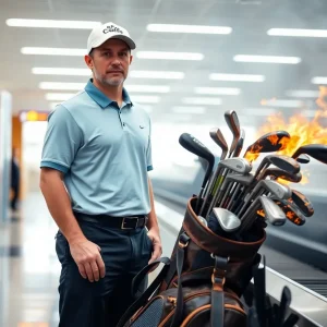 Burned golf clubs of a Florida golfer at the airport