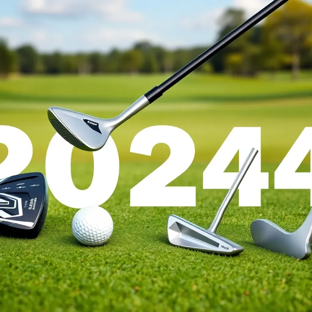 Latest golf clubs of 2024 displayed on a golf course.