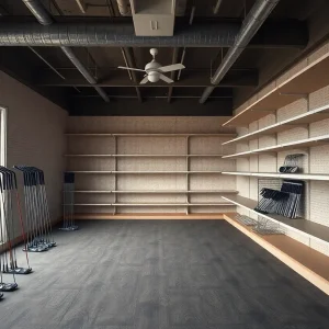 Empty golf shop shelves after theft