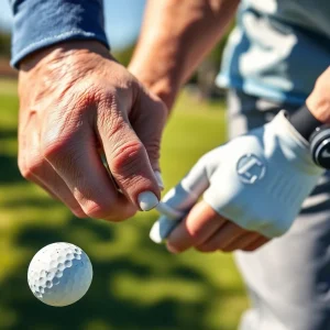 Golfer holding a golf club with worn out grips