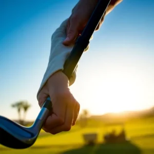 Golfer holding a golf club with new grips in Scottsdale