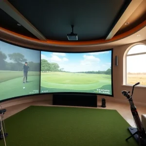 Luxurious golf simulator setup in the Florida Governor's Mansion.