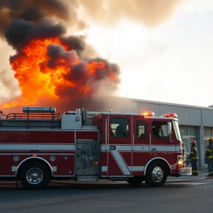 Firefighters responding to a fire at the Harley Shop in North Myrtle Beach