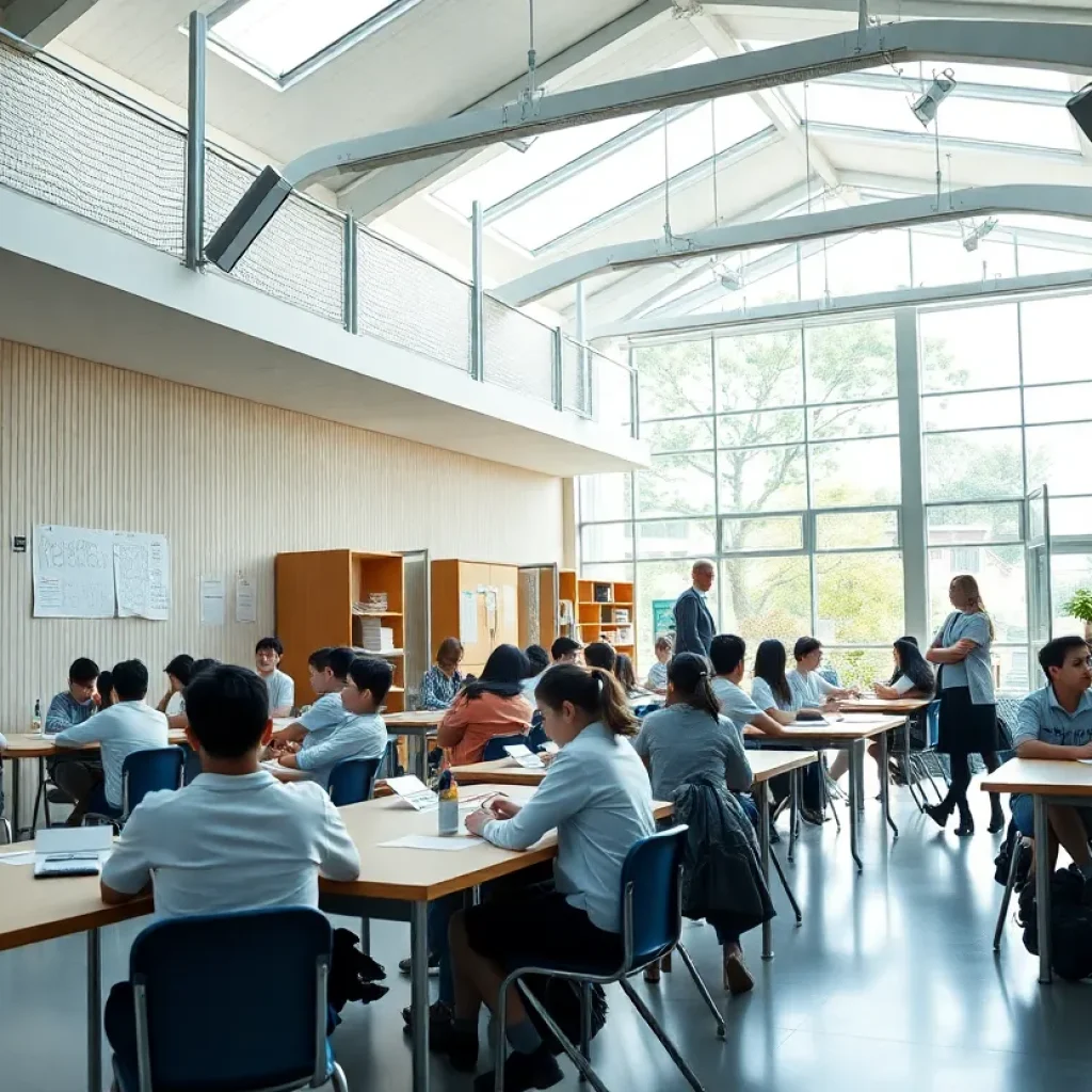 Students learning in a safe and modern classroom at Horry County Schools.