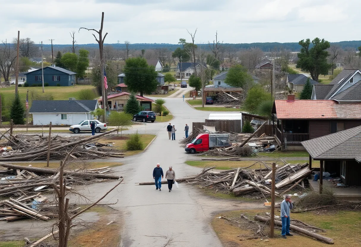 Community members assisting one another after a tornado in Iowa.