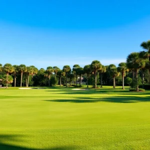 Aerial view of a golf course in Myrtle Beach, South Carolina.