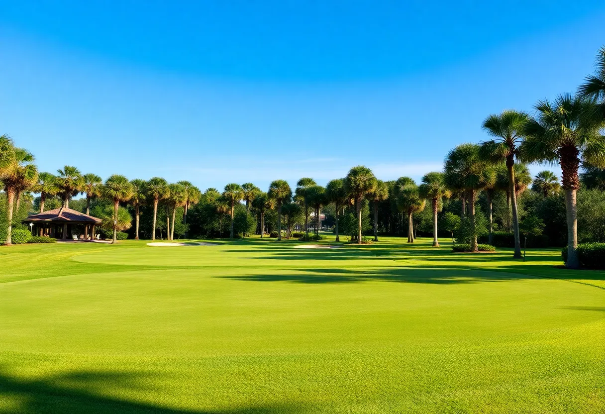 Aerial view of a golf course in Myrtle Beach, South Carolina.