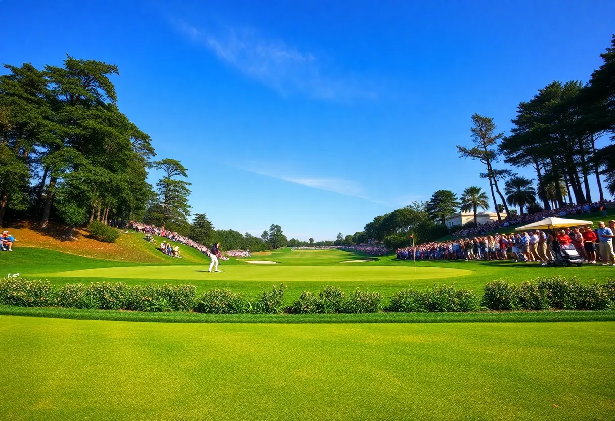 Scenic view of a golf course during a major tournament