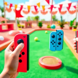 Players enjoying Mini Golf Simulator on Nintendo Switch with Joy-Con controllers