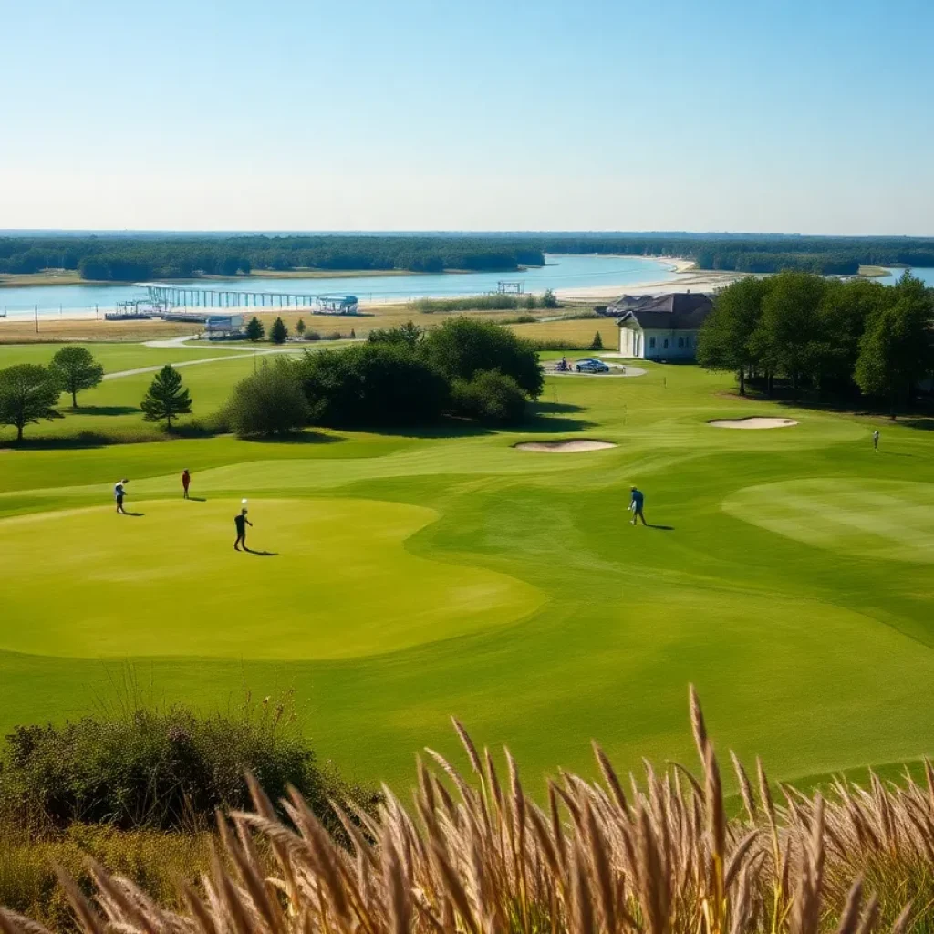 A beautiful golf course in Myrtle Beach under clear skies.