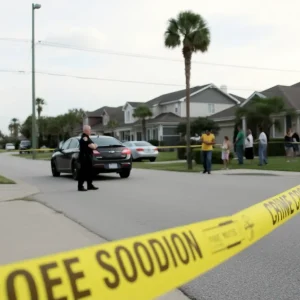 Police investigation scene in a Myrtle Beach neighborhood