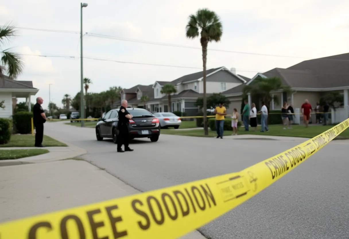 Police investigation scene in a Myrtle Beach neighborhood