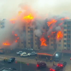 Firefighters battling a blaze at a Myrtle Beach hotel on Christmas Day