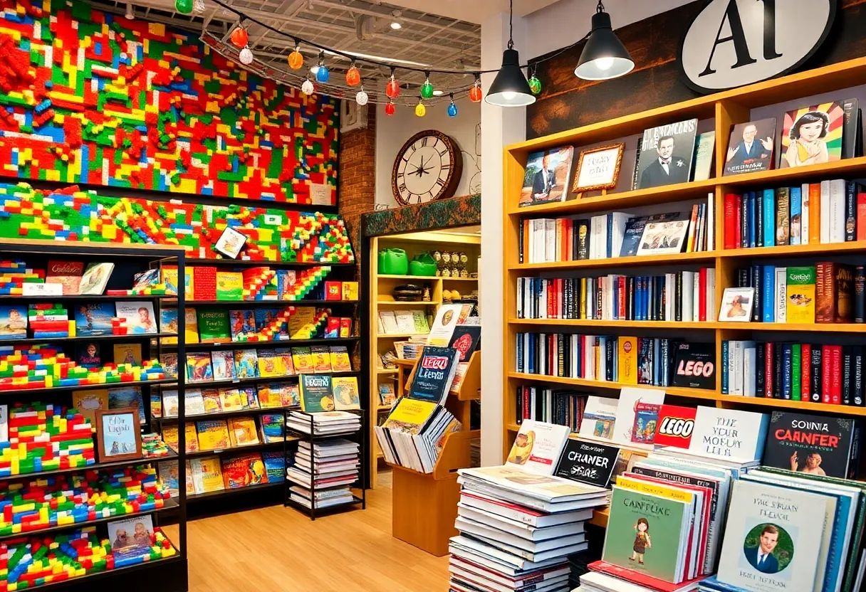 Interior view of Bricks & Minifigs and Our Next Chapter Bookstore