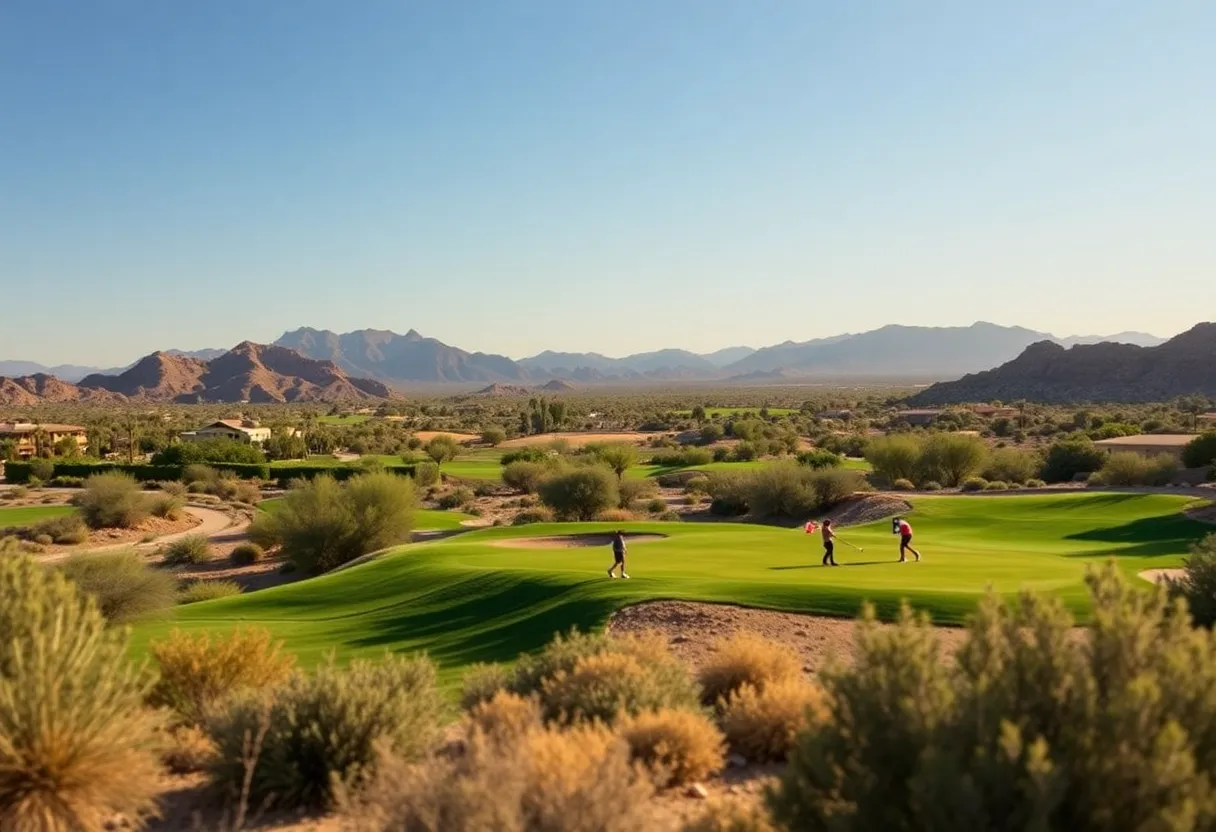 View of Papago Golf Club with golfers in action