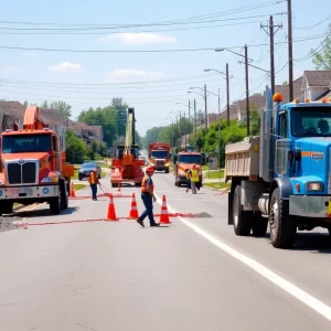 Road construction workers improving roads in Horry County