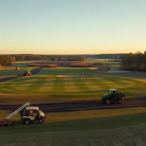 A golf course in Shallotte undergoing winter renovations