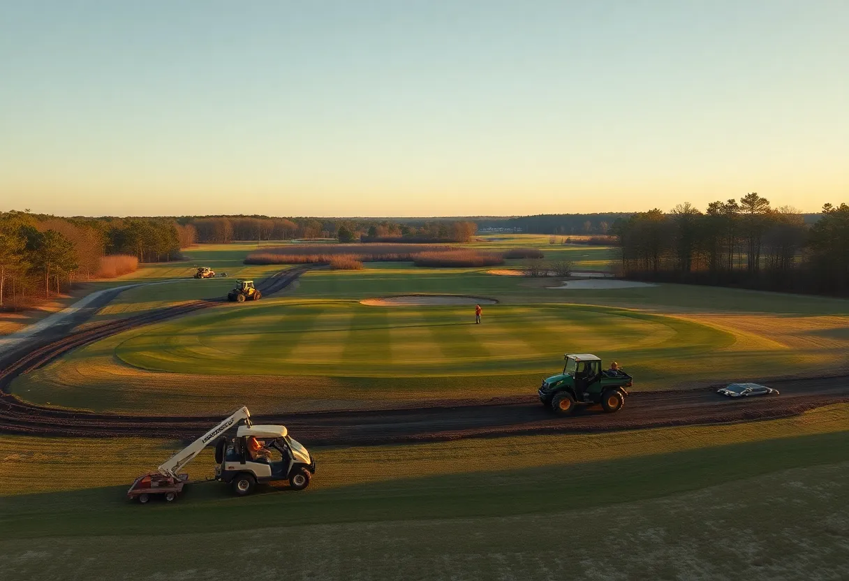 A golf course in Shallotte undergoing winter renovations