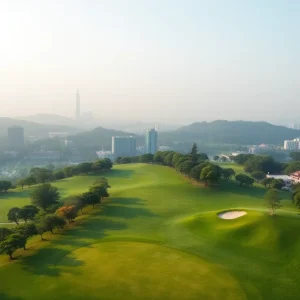 Lush greenery and scenic views of Sheshan International Golf Club in Shanghai.