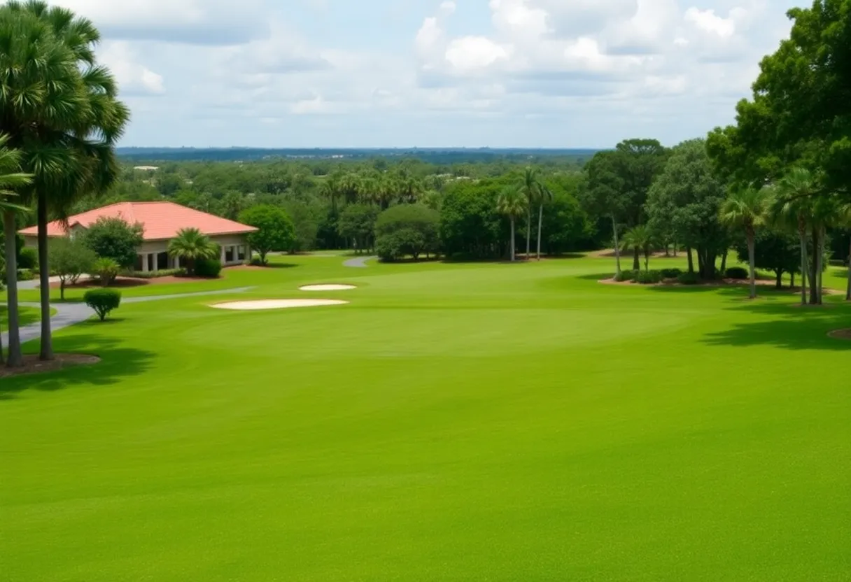 A beautiful panoramic shot of the Soleta Golf Club showcasing its unique landscaping and golf course.