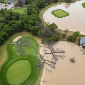 Flooded golf course in Myrtle Beach post-Storm Helene