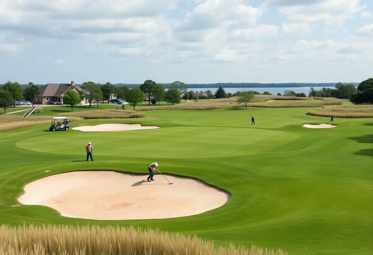 Golfers enjoying a round at the newly renovated Tidewater Golf Club.