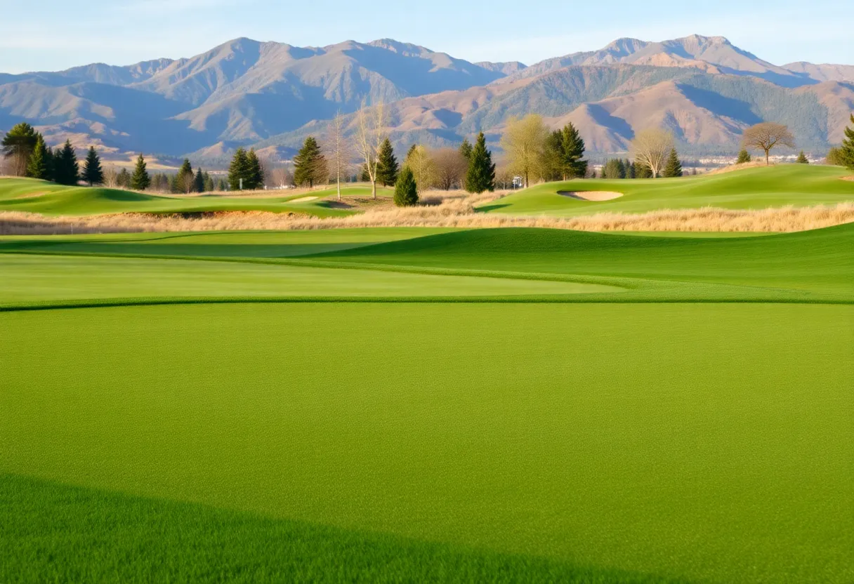 Golf course with warm-season grass under beautiful blue skies