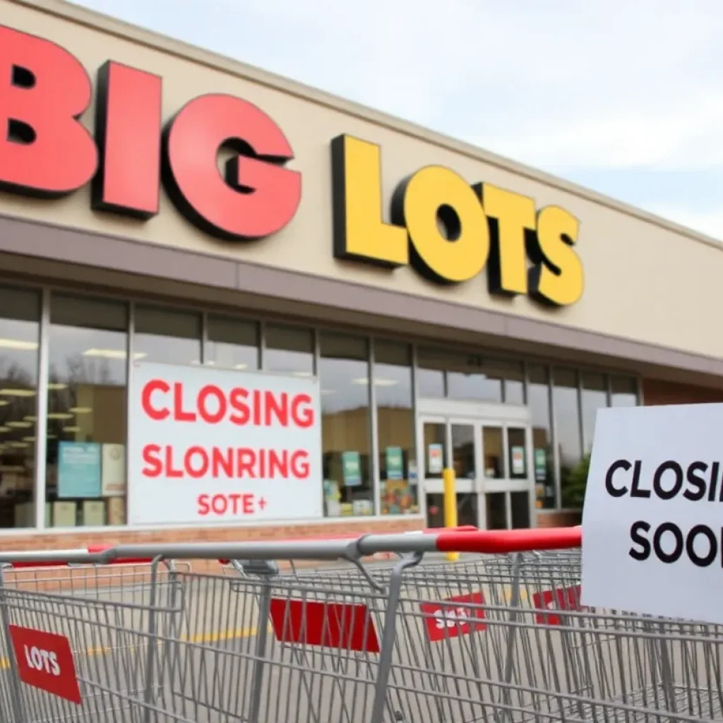 Big Lots store with a closing sign.