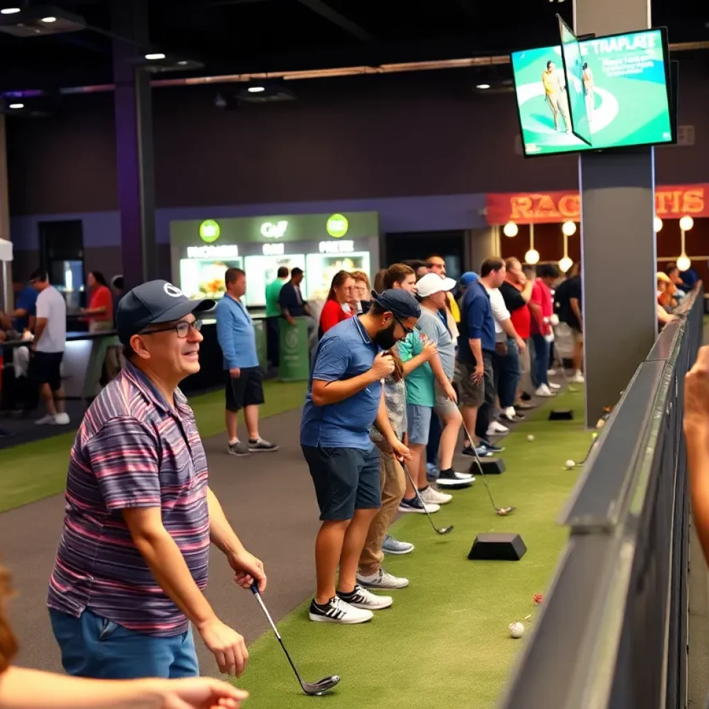 Participants enjoying the Caddy Day Golf Tournament at Topgolf Myrtle Beach.