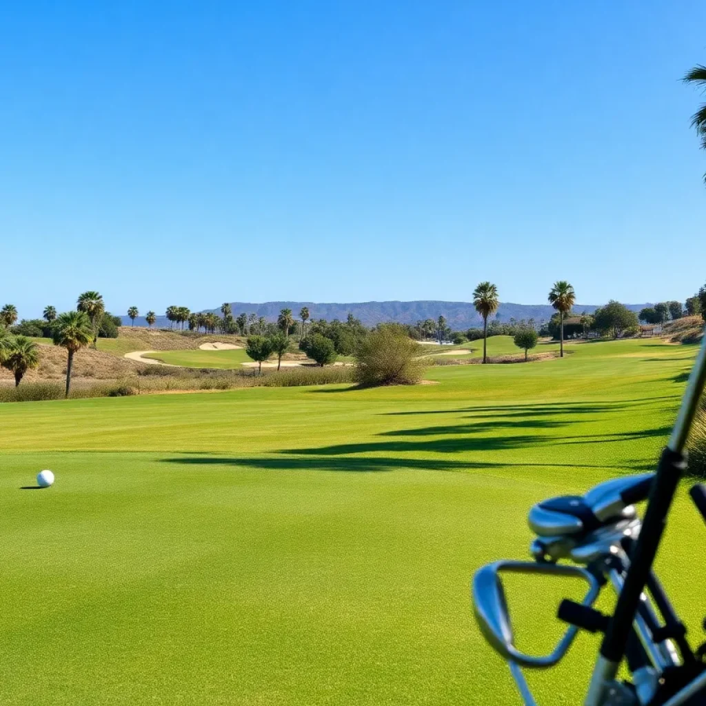 A panoramic view of a golf course in Carlsbad, California.