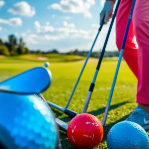 New Cobra Puma Golf clubs and equipment displayed on a green golf course