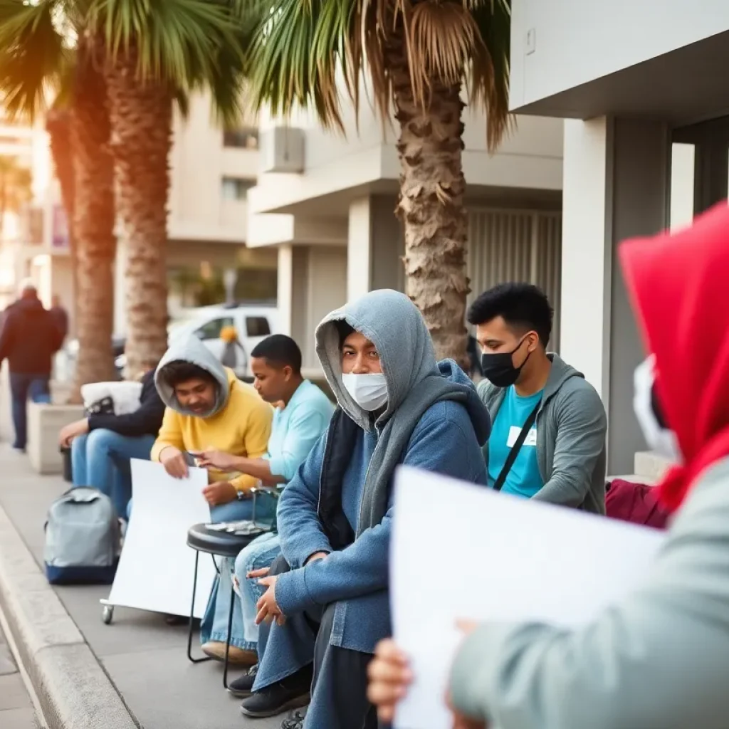 Community members engaging in support services for the homeless