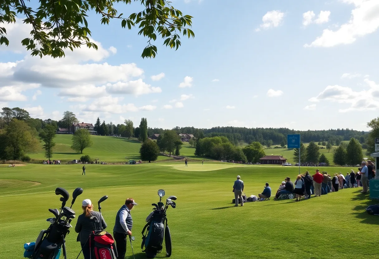 A view of the Delhi Golf Club during a high-stakes golf tournament.