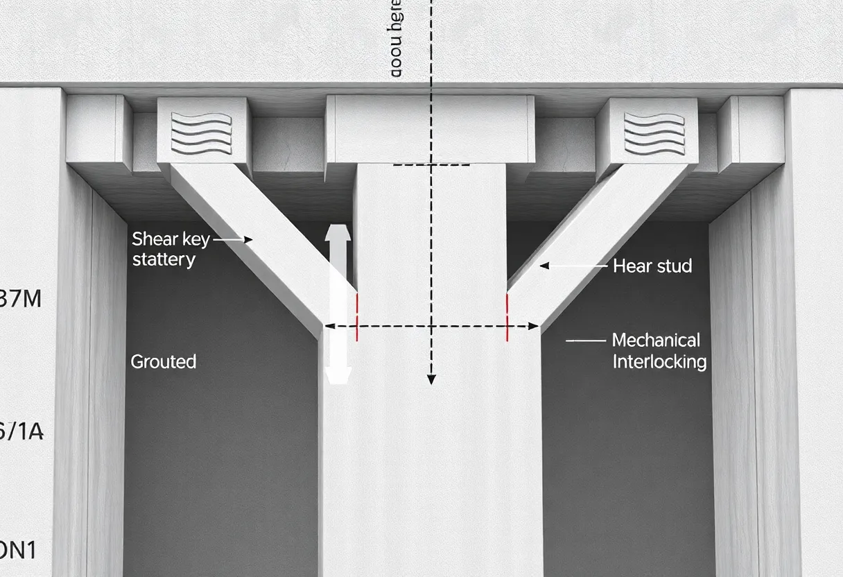 Diagram of Double-Tee Shear Connections in precast concrete construction showing various connection types.