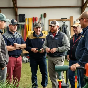 Golf equipment managers collaborating during a workshop