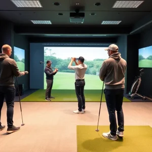 Indoor golf fitting session with Callaway clubs