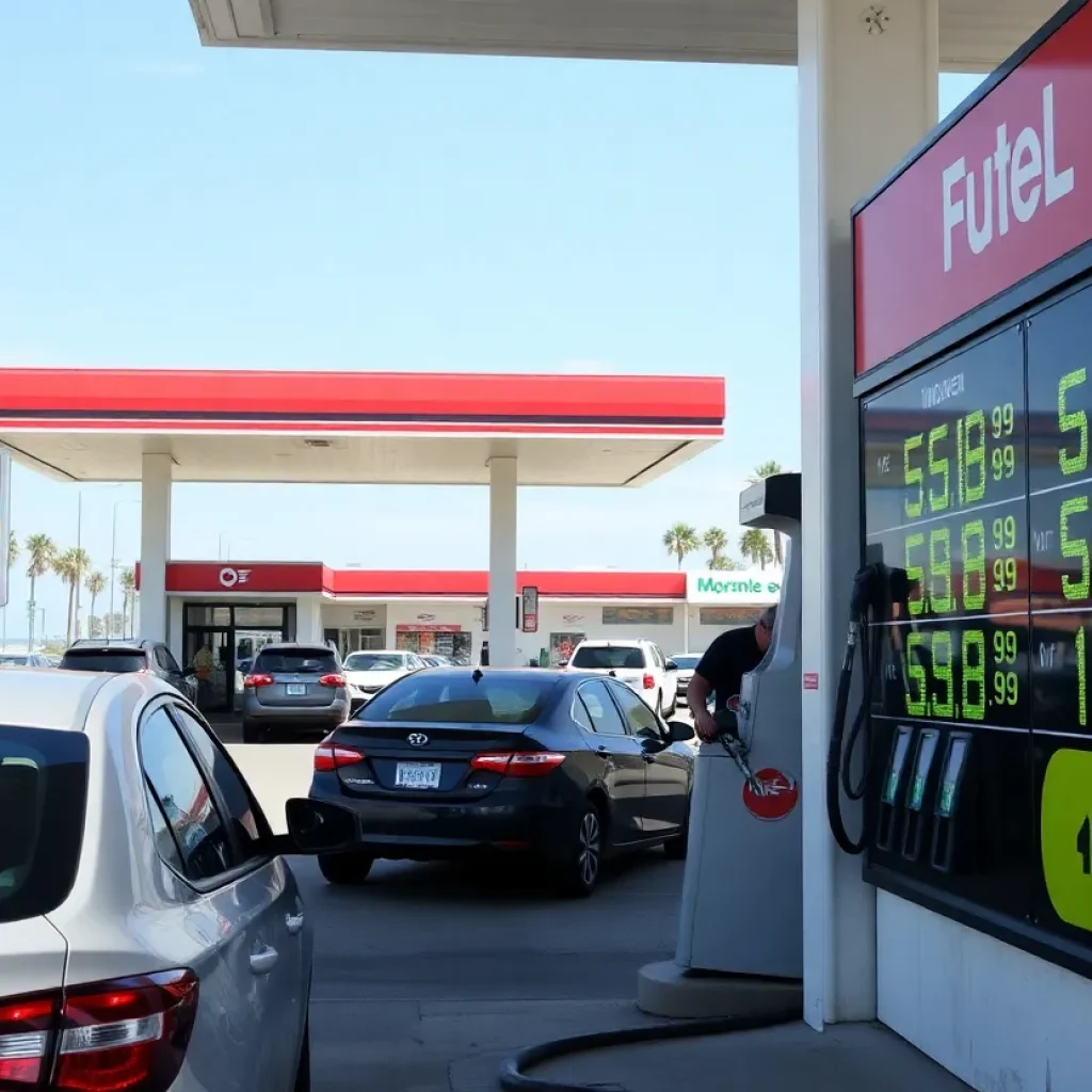 Gas station in Myrtle Beach with rising fuel prices