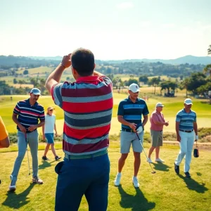 Golf scene showcasing diverse players and international courses.